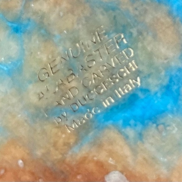 Vintage Ducceschi Hand Carved Alabaster Globe Paperweight MCM Bookend Italy 3.5" - Picture 6 of 10